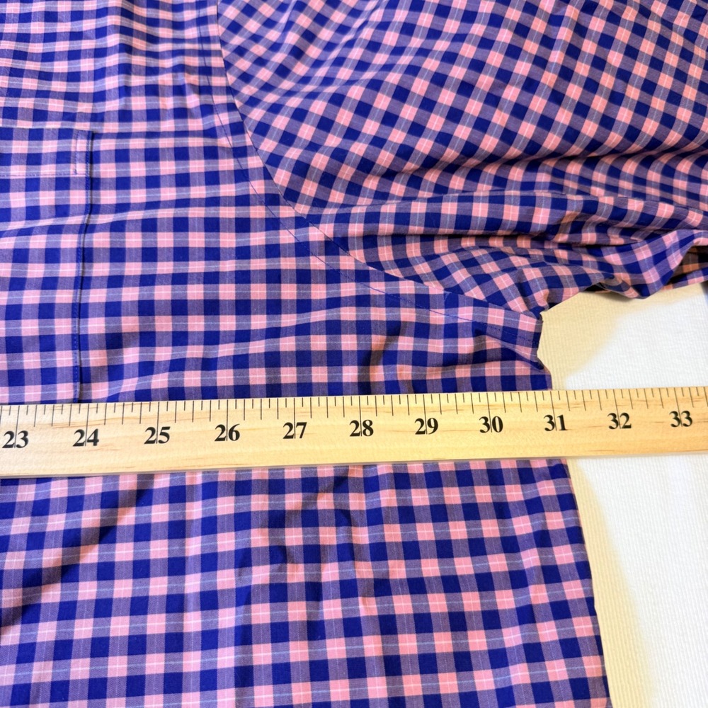 Brooks Brothers Button Down Shirt 3XL Purple Pink Gingham No-Iron Stretch Cotton - Picture 5 of 8